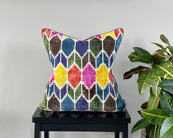 Velvet Ikat Cushion Artzy | Velvet Ikat Pillow Artzy