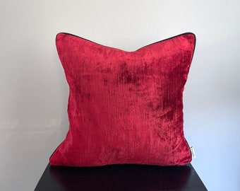 Velvet Ikat Cushion Deep Red | Velvet Ikat Pillow Deep Red