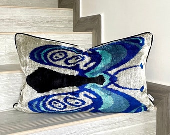 Velvet Ikat Cushion Butterfly | Velvet Ikat Pillow Butterfly