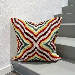 Velvet Ikat Cushion Bonfire | Velvet Ikat Pillow Bonfire
