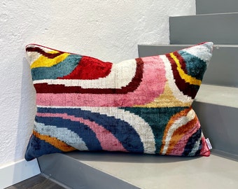 Coussin Ikat en Velours Picasso | Coussin Velours Ikat Picasso