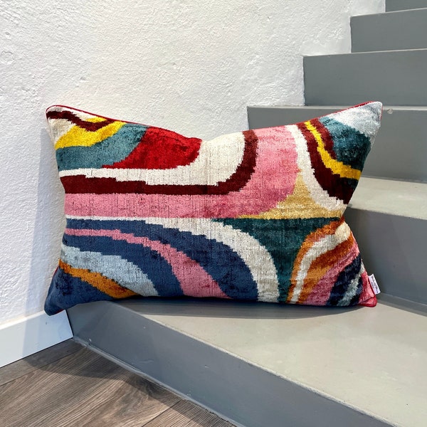 Fluwelen Ikat-kussenhoes Picasso – Decoratief kussen voor bank of bed