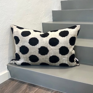 Velvet Ikat Cushion Dots Black | Velvet Ikat Pillow Dots Black