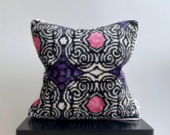 Velvet Ikat Cushion Amethyst | Velvet Ikat Pillow Amethyst