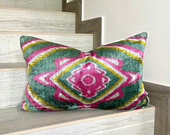 Velvet Ikat Cushion Boho Rhapsody | Velvet Ikat Pillow Boho Rhapsody