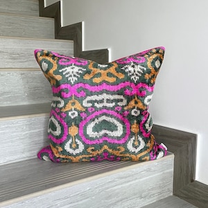 Velvet Ikat Cushion Love | Velvet Ikat Pillow Love