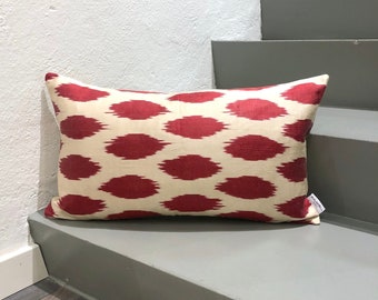 Silk Ikat Cushion Dots Red | Silk Ikat Pillow Dots Red