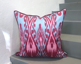 Silk Ikat Cushion Heart Pink | Silk Ikat Pillow Heart Pink