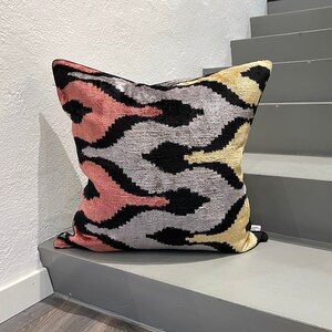 Velvet Ikat Cushion Flames | Velvet Ikat Pillow Flames