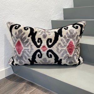 Velvet Ikat Cushion Pink Diamond | Velvet Ikat Pillow Pink Diamond