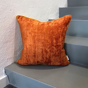 Velvet Ikat Cushion Rusty Orange | Velvet Ikat Pillow Rusty Orange