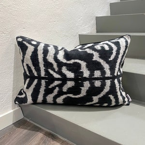 Velvet Ikat Cushion Zebra | Velvet Ikat Pillow Zebra