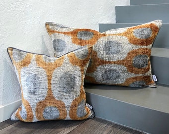 velvet ikat pillows
