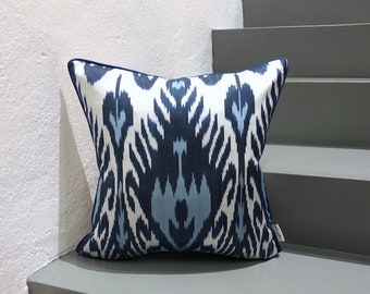 Silk Ikat Cushion Heart Blue | Silk Ikat Pillow Heart Blue