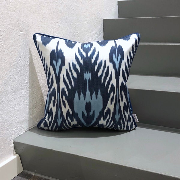 Blue Ikat Pillow Etsy
