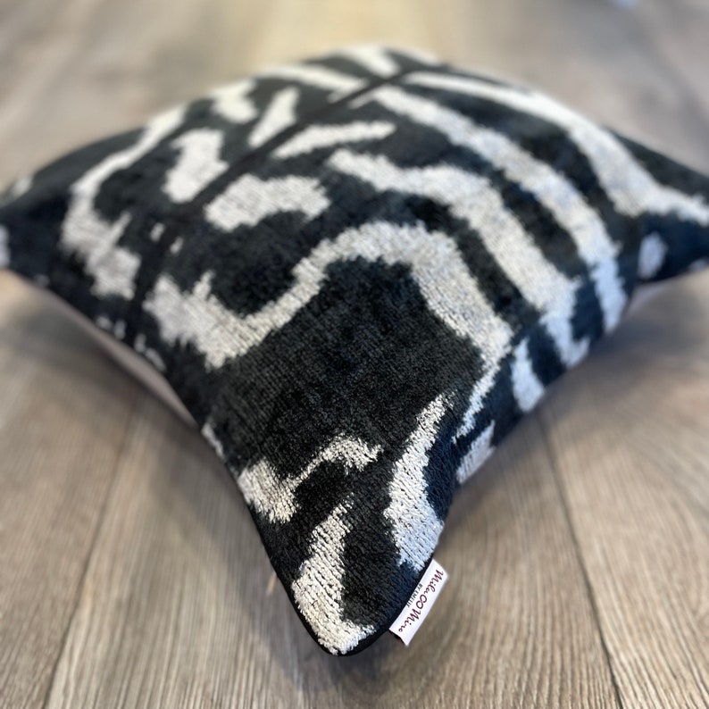 Velvet Ikat Cushion Zebra Velvet Ikat Pillow Zebra Etsy