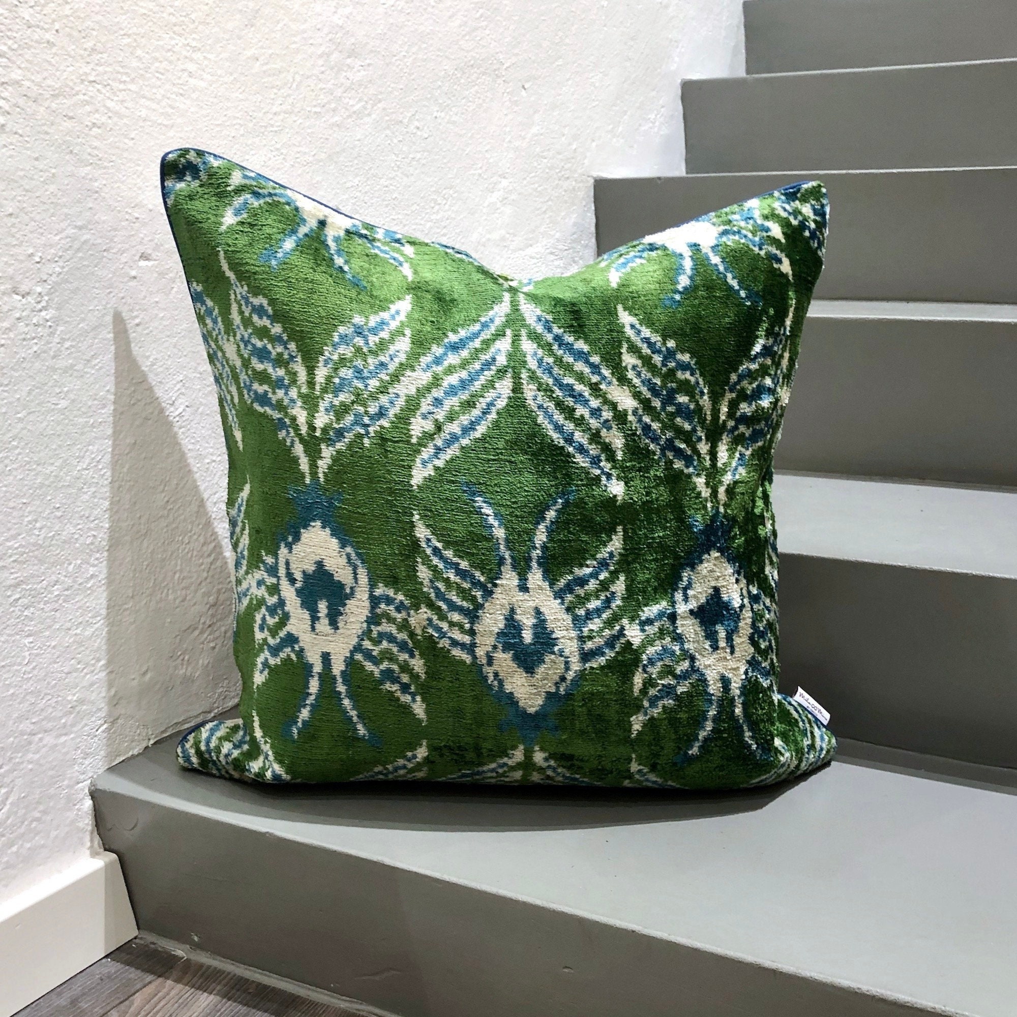 Green ikat pillow hotsell