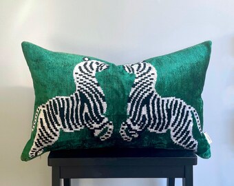 Velvet Ikat Cushion Zebras | Velvet Ikat Pillow Zebras