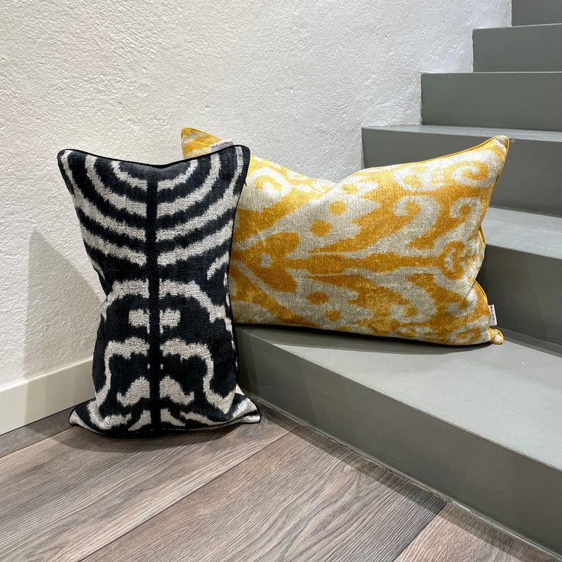Velvet Ikat Cushion Zebra Velvet Ikat Pillow Zebra Etsy