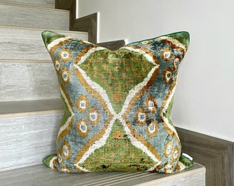 Velvet Ikat Cushion Roots | Velvet Ikat Pillow Roots