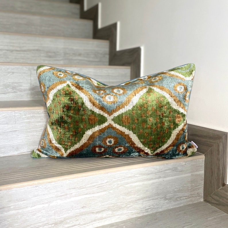 Velvet Ikat Cushion Roots Velvet Ikat Pillow Roots image 7