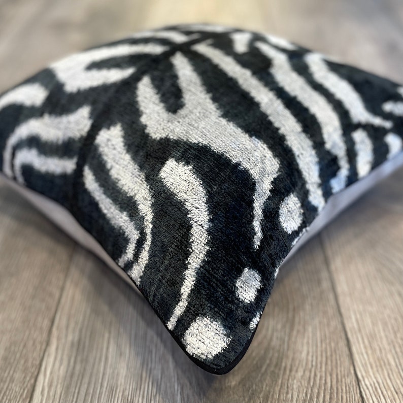 Velvet Ikat Cushion Zebra Velvet Ikat Pillow Zebra Etsy