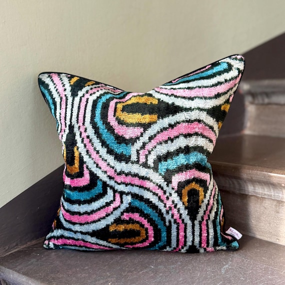 Velvet Ikat Pillow Cover Valentino – Decorative Cushion for Sofa