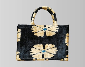 Ikat Tote Bag Taormina – Handcrafted Velvet Boho Everyday Handbag