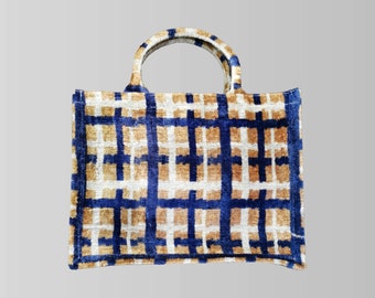 Ikat Tote Bag Rapallo – Handcrafted Velvet Boho Everyday Handbag