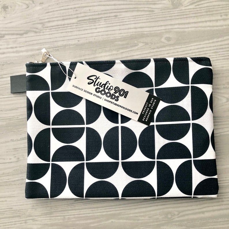 Ready to Ship Black White Zipper Carryall iPad Sleeve Zippered Bag Graduation Gift Mother/'s Day Gift Travel Bag Pouch