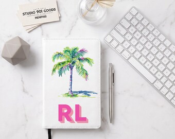 Personalized Palm Tree Journal, Custom Monogram Vegan Leather Notebook, Personalized Journal, Refillable Bridesmaid Gift, Palm Beach