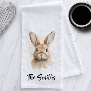 Personalized Bunny Tea Towel,Personalized Gift, Easter Tea Towel, Bunny Rabbit Tea Towel, Easter Gift, Bunny Kitchen Towel