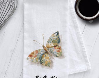 Personalized Butterfly Design Kitchen Tea Towel, Cottagecore Butterfly Tea Towel, Butterfly Tea Towel, Personalized Gift, Butterfly Gift