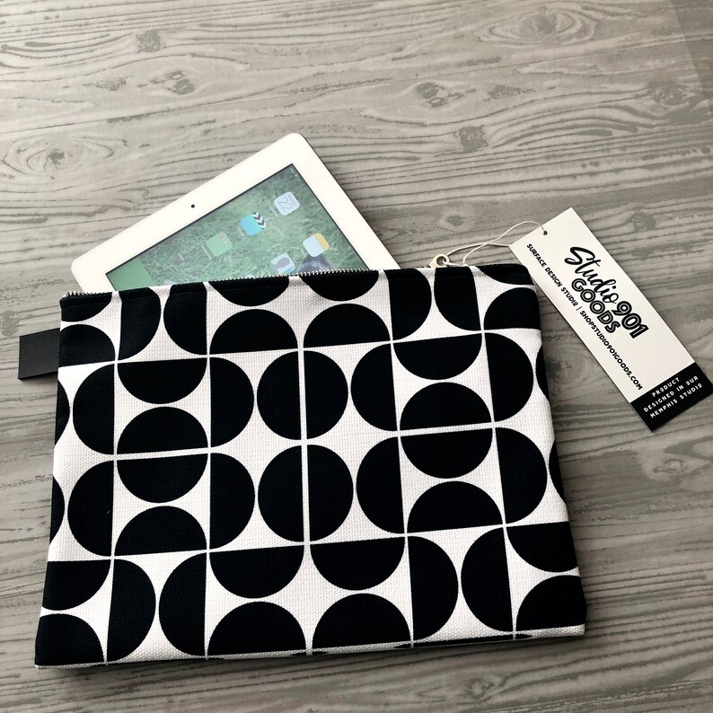 Ready to Ship Black White Zipper Carryall iPad Sleeve Zippered Bag Graduation Gift Mother/'s Day Gift Travel Bag Pouch