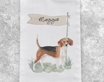 Paño de cocina personalizado con diseño de beagle, regalo para amantes de los perros, decoración personalizada para perros, paño de cocina personalizado con forma de saco de harina, regalo conmemorativo para perros