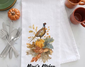 Personalized Fall Pumpkin Tea Towel, Floral Pumpkin Kitchen Towel, Autumn Floral Towel,Thanksgiving Hostess Gift, Fall Decor, Fall Tea Towel
