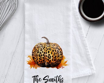 Personalized Leopard Pumpkin Kitchen Tea Towel, Leopard Pumpkin Print, Pumpkin Tea Towel, Pumpkin Kitchen Towel,Fall Tea Towel,Pumpkin Towel