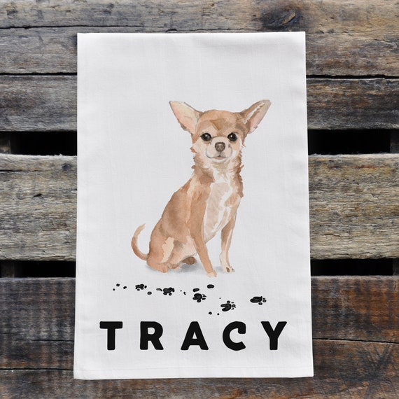 Personalized Chihuahua Kitchen Tea Towel, Dog Lover Gift