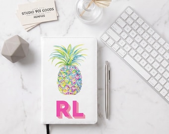 Personalized Pineapple Journal, Custom Monogram Vegan Leather Notebook, Personalized Journal, Refillable Palm Beach Bridesmaid Gift