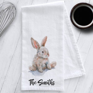 Personalized Bunny Tea Towel,Personalized Gift, Easter Tea Towel, Bunny Rabbit Tea Towel, Easter Gift, Bunny Kitchen Towel