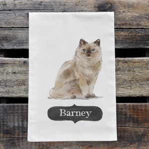 Personalized Ragdoll Cat Kitchen Tea Towel, Cat Lover Gift, Customized Cat Decor, Cat Memorial Gift