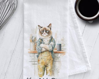 Grumpy Cat Tea Towel – Alexa Make Dinner, Funny Cat Tea Towel, Funny Cat Gift, Cat Lover Gift, Adult Humor, Funny Kitchen Towel, Adulting