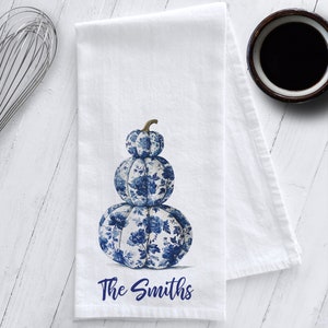 Personalized Chinoiserie Pumpkin Tea Towel, Chinoiserie Tea Towel,Chinoiserie Pumpkins, Chinoiserie Pumpkin Dish Towel, Chinoiserie Pumpkins
