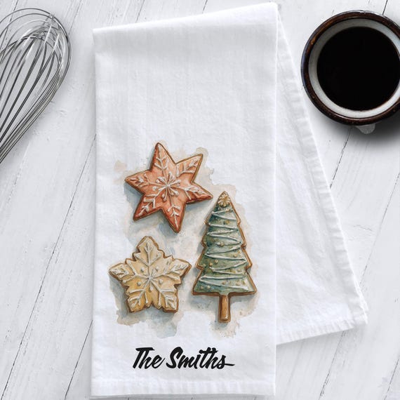 Personalized Christmas Cookies Tea Towel, Personalized Gift, Cookies for Santa, Christmas Kitchen Towel, Gift for Baker, Holiday Baking Gift