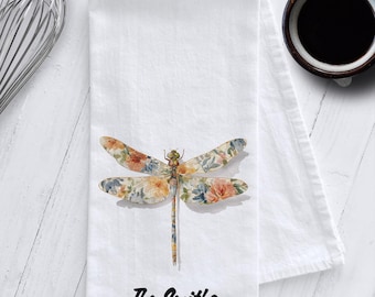 Personalized Dragonfly Design Kitchen Tea Towel, Cottagecore Dragonfly Tea Towel, Dragonfly Tea Towel, Personalized Gift, Dragonfly Gift