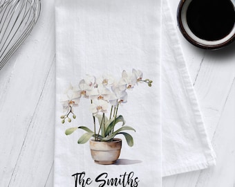 Personalized Orchid Kitchen Tea Towel, Personalized Gift, Mother's Day Tea Towel, Orchid Tea Towel, Mother's Day Gift, Orchids