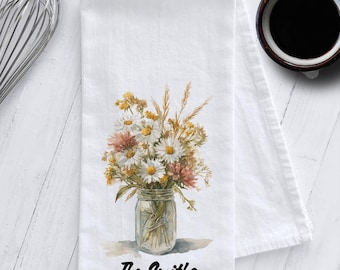 Personalized Daisy Kitchen Tea Towel, Daisy Tea Towel, Daisy Kitchen Decor, Cottagecore Tea Towel, Daisies, Daisy Flowers, Boho Tea Towel