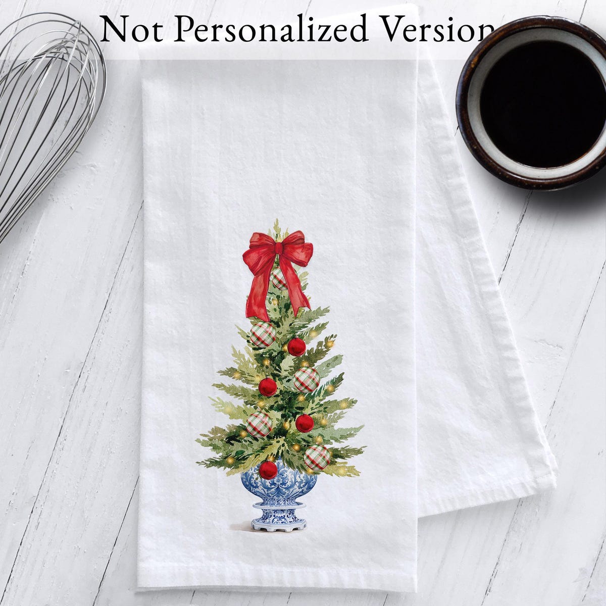The Lauricellas- Personalized Chinoiserie Christmas Tree Tea Towel, Chinoiserie Tea Towel, Personalized Christmas Gift, Chinoiserie Christmas - Etsy