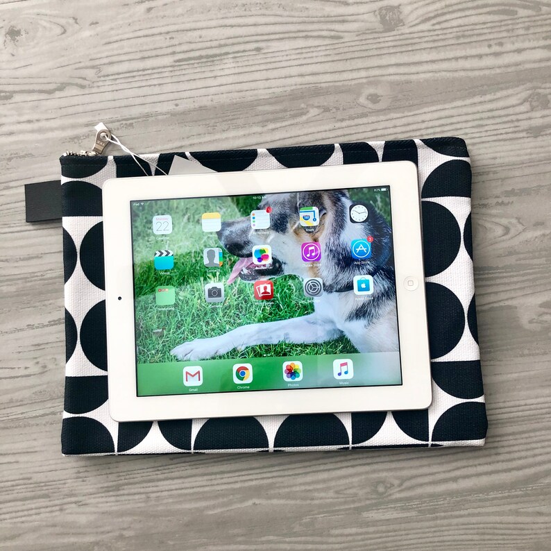 Ready to Ship Black White Zipper Carryall iPad Sleeve Zippered Bag Graduation Gift Mother/'s Day Gift Travel Bag Pouch
