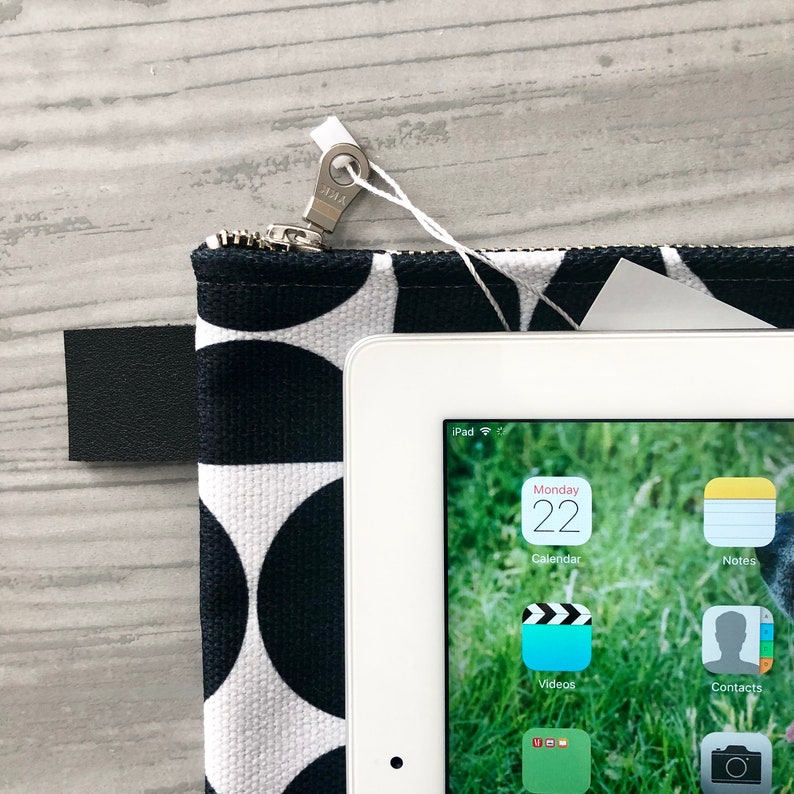 Ready to Ship Black White Zipper Carryall iPad Sleeve Zippered Bag Graduation Gift Mother/'s Day Gift Travel Bag Pouch